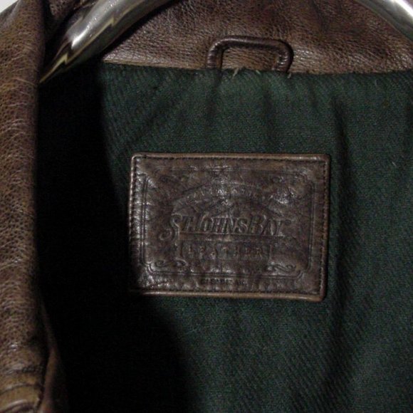 Vtg Brown Leather St. John's Bay Bomber Jacket Sz XL Buckle Back - Picture 6 of 15